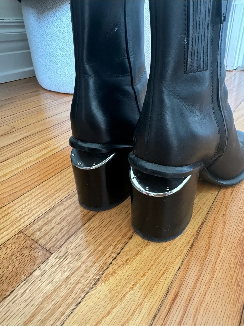 Alexander Wang Black Leather Ankle Booties with Block Heel